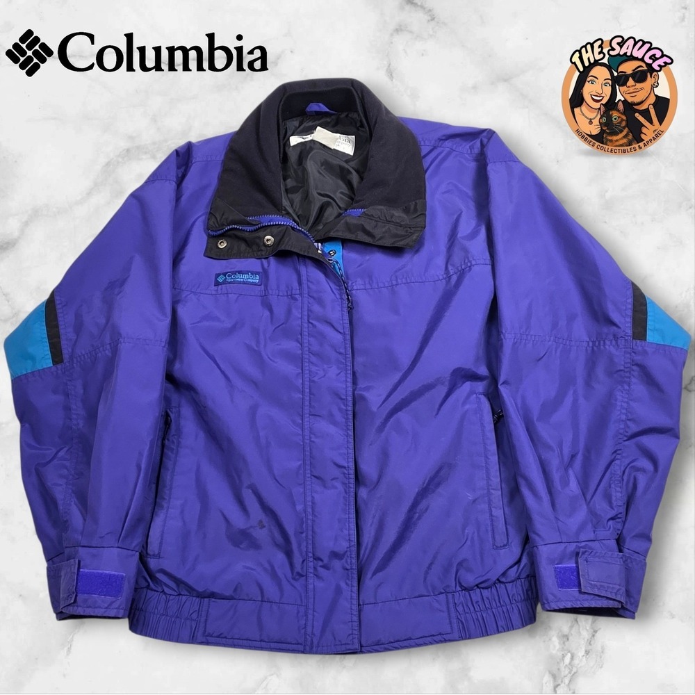 Columbia Vtg 90s Bugaboo‎ Ski Shell Rain Jacket Womens M Purple Zip Up Outerwear